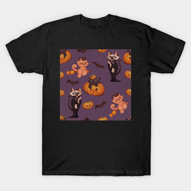 spooky halloween pattern with dracula T-Shirt by ArtInPi